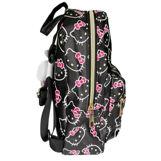 Hello Kitty Teen Bows All Over Print Polyester Mini Backpack, Black {4}
