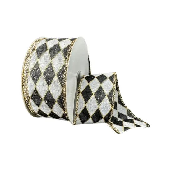 1.5" Antique Harlequin Ribbon: Black (10 Yards) {1}
