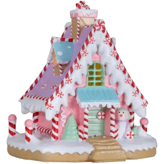 6" LED Pastel Gingerbread House {1}
