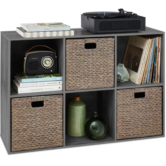 Best Choice Products 6-Cube Bookshelf, 13.5in Display Storage System, Organizer w/ Removable Back Panels Dark Gray {1}
