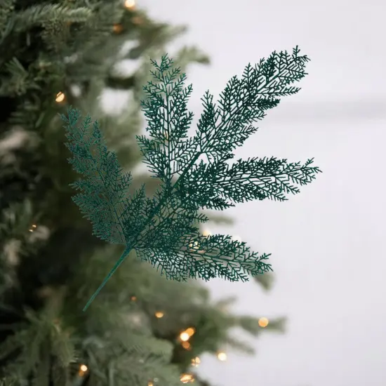 29" Glitter Fern Spray: Hunter Green {3}