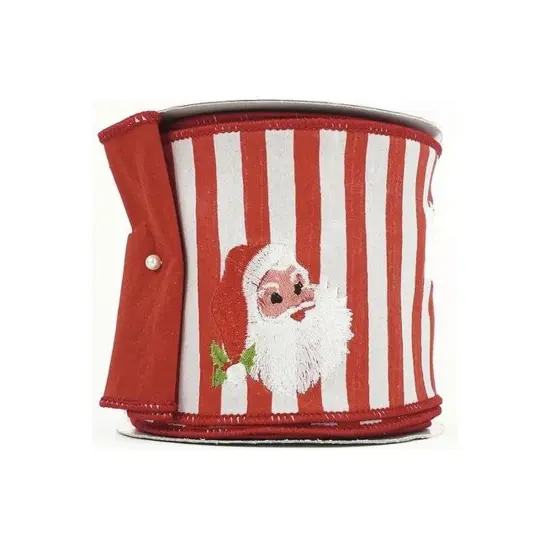 4" Embroidery Santa Face Ribbon: Red/White (10 Yards) {2}