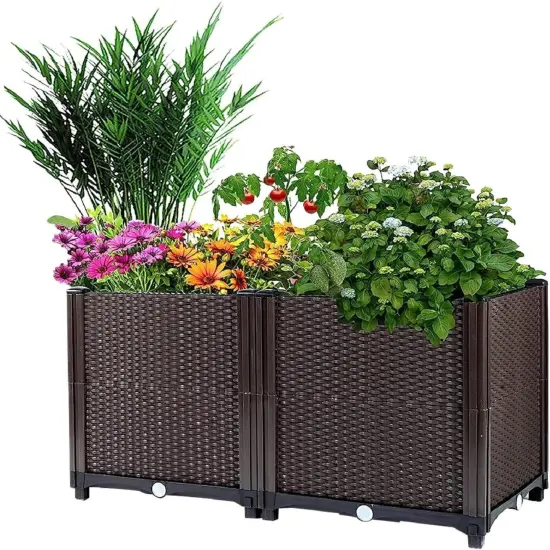 Elevated Plastic Raised Garden Bed Planter Box {2}