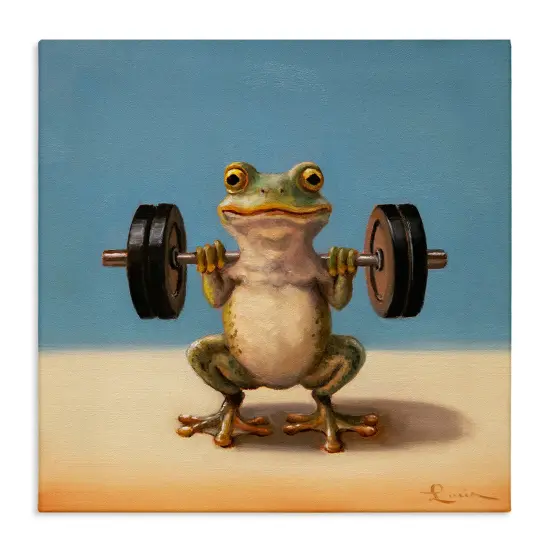 Stupell Industries Weightlifting Frog Training Canvas Design by Lucia Heffernan {1}