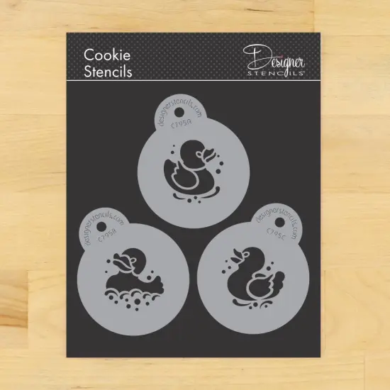 Mini Rubber Duck Cookie & Cupcake Stencil Set | C795 by Designer Stencils | Cookie Decorating Tools | Baking Stencils for Royal Icing, Airbrush, Dusting Powder | Reusable Plastic Food Grade Stencil for Cookies | Easy to Use & Clean Cookie Stencil {1}