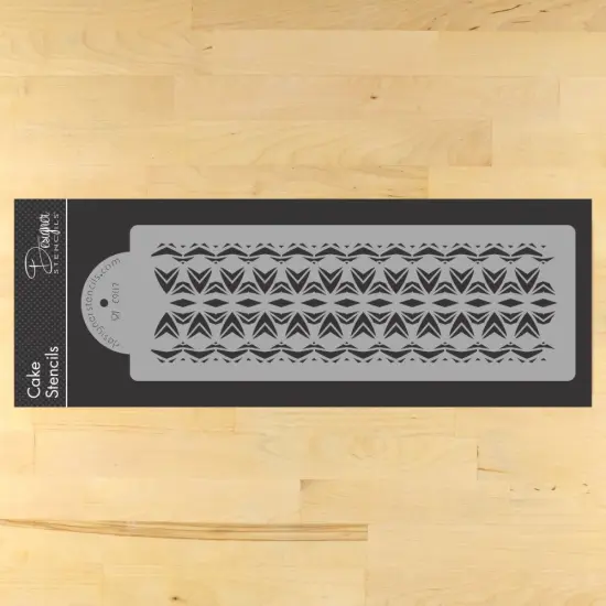 Aztec Cake Stencil Border | C907 by Designer Stencils | Cake Decorating Tools | Baking Stencils for Royal Icing, Airbrush, Dusting Powder | Reusable Plastic Food Grade Stencil for Cakes | Easy to Use & Clean Cake Stencil {1}