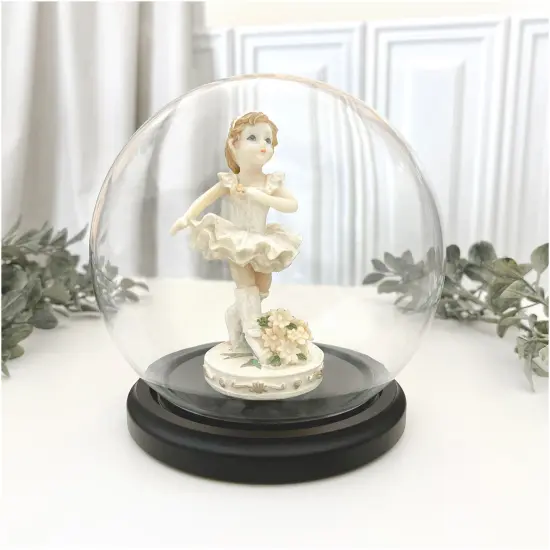 Plymor 5" x 6" Glass Display Dome Globe Cloche (Black MDF Wood Base) {4}