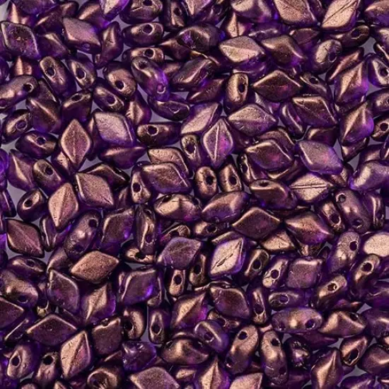 Matubo 2-Hole Czech Glass Crystal Halo Gemduo Beads, 50g Magenta {1}