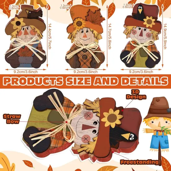 3 Pcs Thanksgiving Scarecrow Decor Fall Decor {2}