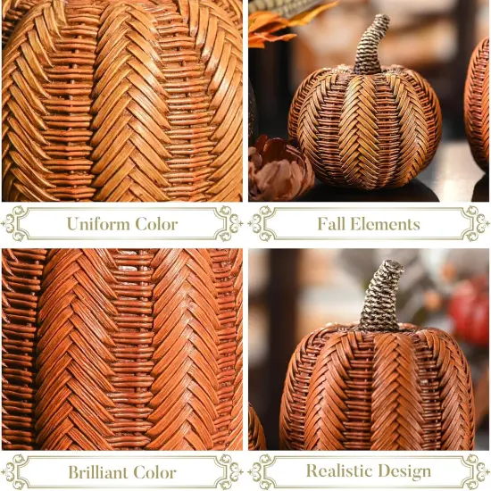 2pcs Statue Rattan Pumpkin Fall Decoration {4}