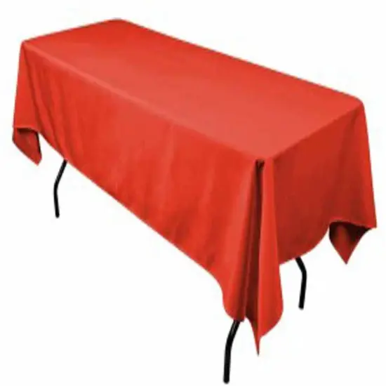 Durable Polyester Red Table Cover 60&times;144 Inch Rectangular {1}