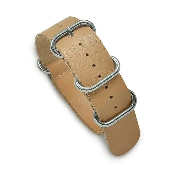 22mm Military MoD Leather Watch Strap - Light Brown {1}