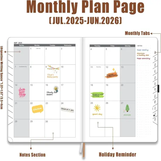 Academic Planner 2025-2026 - 6.5" x 8.5" (Brown 1 Pack） {3}