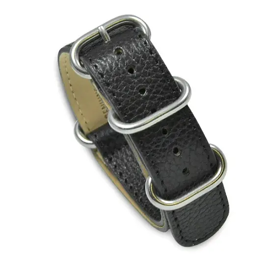 20mm Military MoD Pebbled Leather Watch Strap - Black {1}