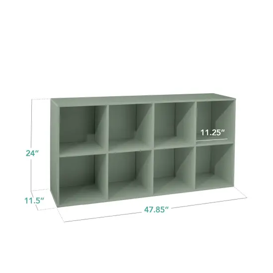 Best Choice Products 8-Cube Bookshelf, 11in Display Storage System, Organizer w/ Removable Back Panels Sage {2}