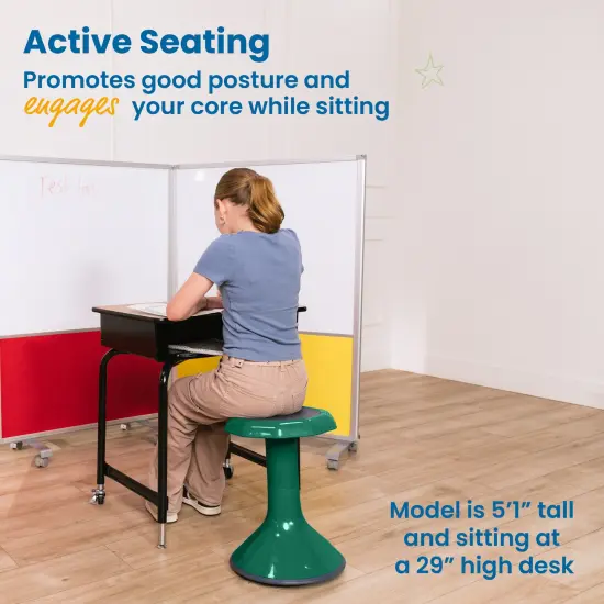 ACE Active Core Engagement Wobble Stool, Portable Flexible Seating, 18in Seat Height Green {3}