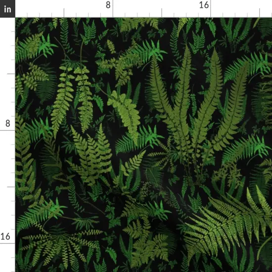 Various Fabrics by the Yard or Fat Quarter Fern Botanical Deep Black Green Leaves Forest Plants Jungle Custom Printed Fabric by Spoonflower {2}