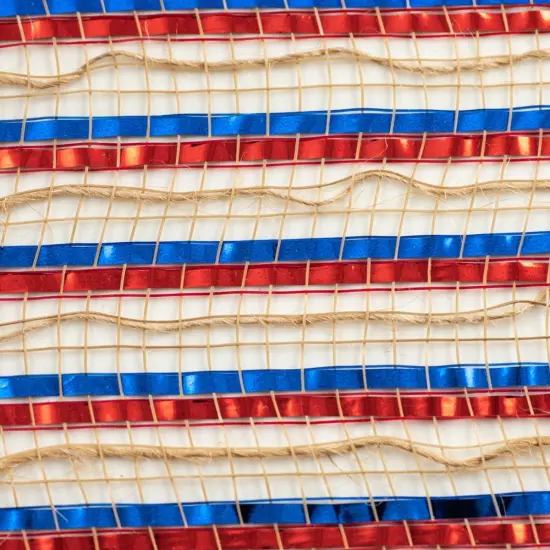 10" All Foil Thin Stripes Mesh Ribbon: Red, Natural, Blue (10 Yards) {3}