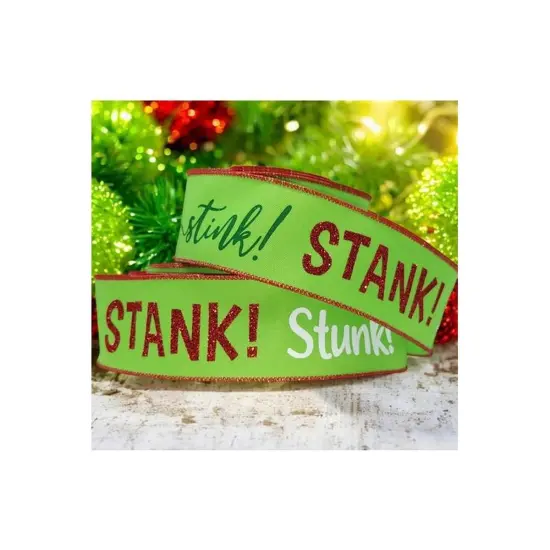 2.5" Stink Stank Stunk Ribbon: Lime Green (10 Yards) {5}