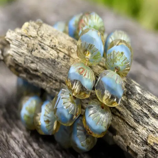 *10* 10mm Blue Crystal Picasso Center Cut Cruller Beads {3}