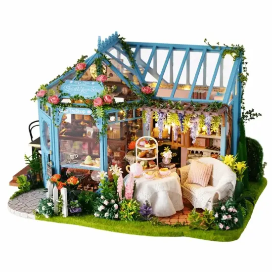 Miniature Wizardi Roombox Kit - Rose Garden Tea House Dollhouse Kit {2}