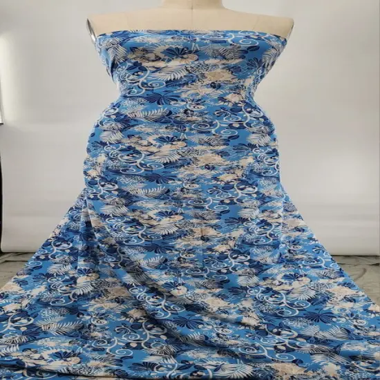 1 Yard Blue Rayon Crinkle Fabric 50/52" Wied, Lightweight Textured Material for Dresses & Apparel {3}