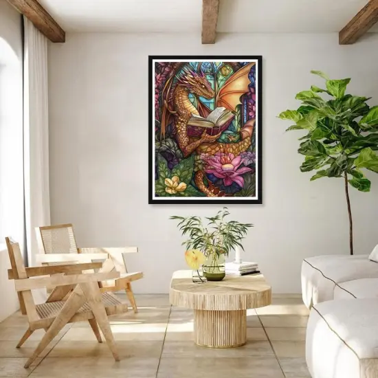 5D Diamond Art Painting Kits for Adults Dragon Reading, {4}