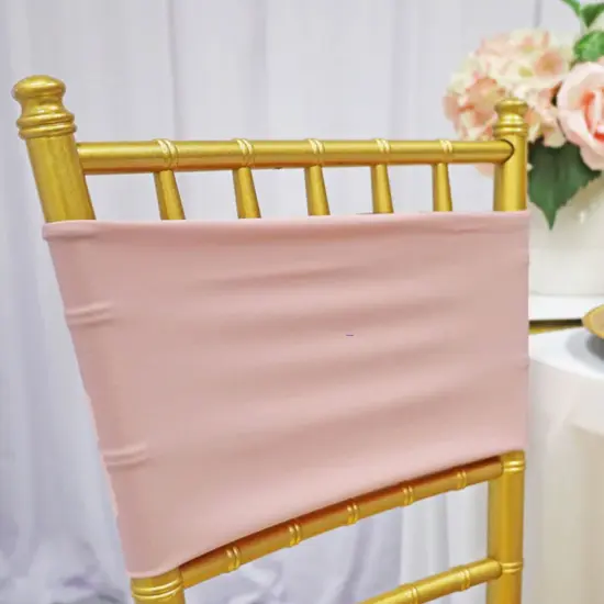 10 Pieces Soft Blush Pink Or Rose Gold Stretch Spandex Chair Bands 7 x 13 Inches {4}