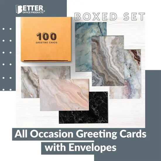100-Pack All Occasion Greeting Cards, Natural Stone, 4 x 6 inch, 100 Folded Notecards, 6 High Gloss Cover Designs, Blank Inside, with 100 Envelopes {4}