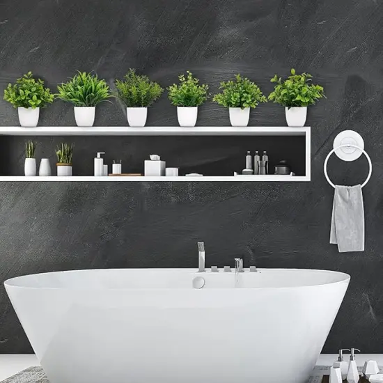 6 Pot Small Fake Plant Flowerpot Artificial Plastic Eucalyptus Plant Wheat Grass Shrub Plant Indoor Desk Coffee Table Bathroom Bedroom Home Decoration (6) {3}