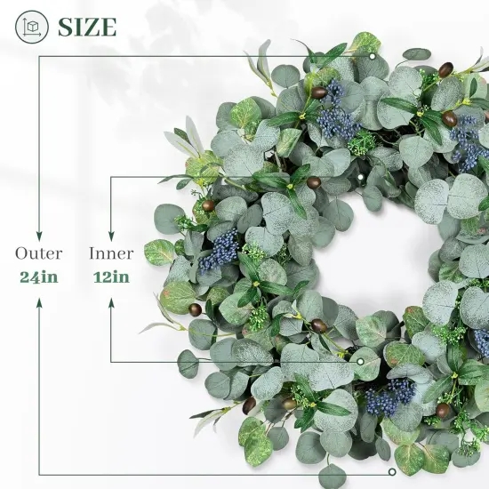 Wreath with Olive Leaves and Berries , Handmade Green Spring wreath {4}