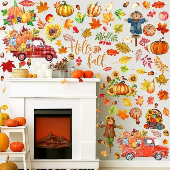6 Sheets Thanksgiving Fall Wall Sticker Decorations (Scarecrow) {5}