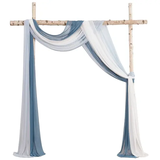 Wedding Arch Draping Fabric 3 Panels 20Ft Chiffon Fabric Drapes Arbor Drapery Wedding Ceremony Reception Swag Decorations (Dusty Blue +Powder Blue +White) {1}