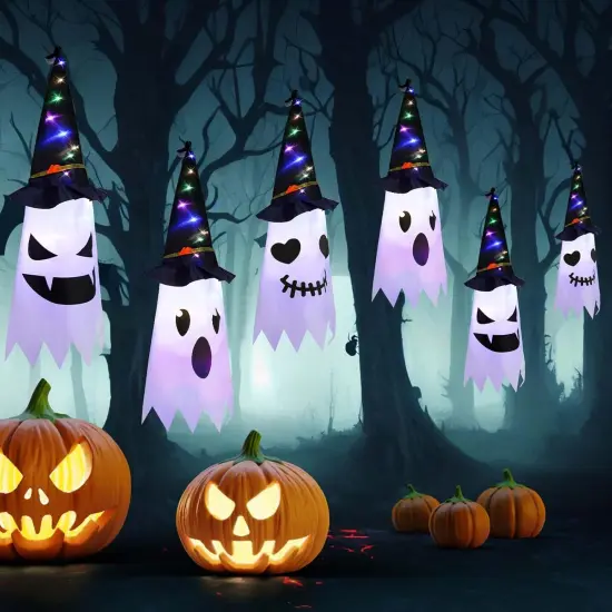 3 Pcs Light Up Hanging Ghosts {5}