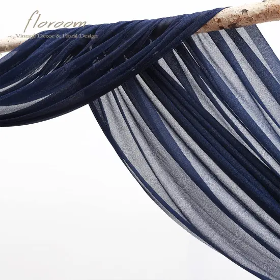 Wedding Arch Draping Fabric 2 Panels 20Ft Navy Blue Chiffon Fabric Drapes Arbor Drapery Wedding Ceremony Reception Swag Decorations {5}