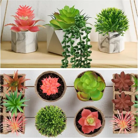 Succulents Plants Artificial, 14pcs Colorful Succulents Plant, Mini Fake Succulents for DIY Crafting Home Garden Office Party {4}
