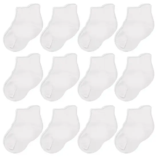 CozyWay Kids Ankle Socks - Comfy Cotton Socks for Boys and Girls Ages 3 Years and Up - No Show Soft & Breathable - Unisex White - 12 Pack {1}
