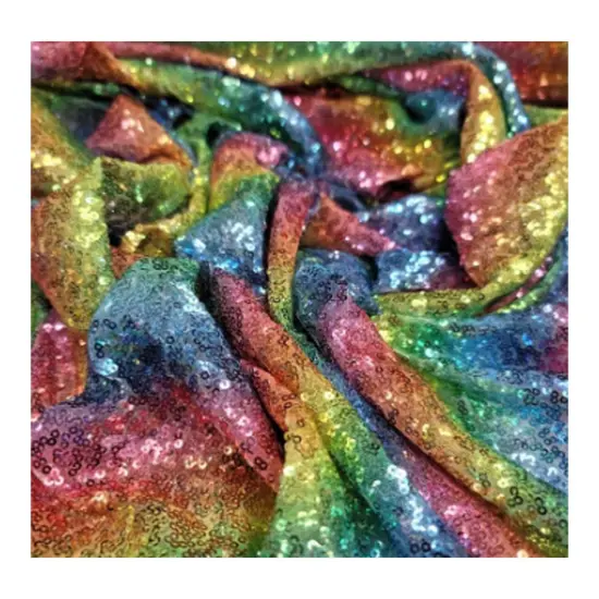 Rainbow Sequin on Stretch Mesh Fabric Vibrant Multicolor Stripes {6}