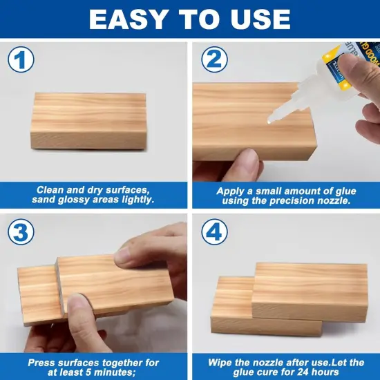 Wood Glue,Extra Strong Wood Glue for Woodworking,100g Fast Drying Super Glue for Wood,Clear Wood Glue for Furniture Heavy Duty,Furniture Glue for Garden, Crafts, DIY, Balsa,Interior & Outdoor {4}