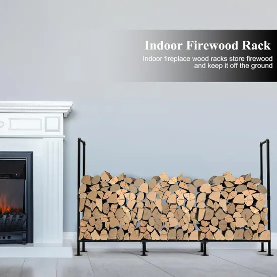 4ft Adjustable Outdoor Firewood Rack &ndash; Heavy-Duty Steel, 400lb Capacity, Black Powder-Coated Firewood Holder for Garages, Gardens, Farms, and Bonfires {5}