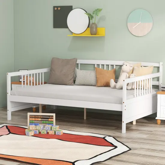 Full Size Wood Daybed with Trundle, Stylish, Sturdy and No Box-Spring White {2}