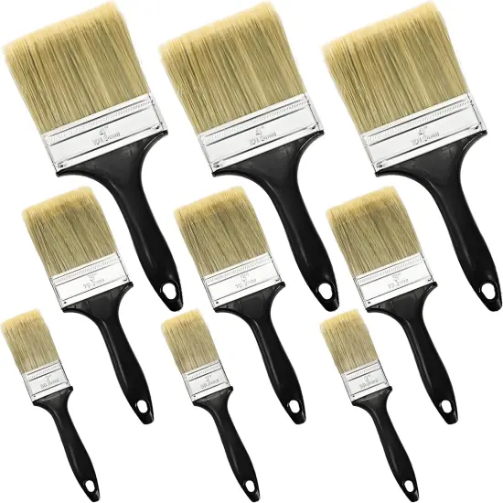 9 Pack Paint Brushes for Wall, 2'' 3'' 4'' Professional Paint Tools with Treated Plastic Handle, Home Wall Trim House Wide Chip Paintbrush Set for DIY Paint, Home, Furniture, Fences {1}