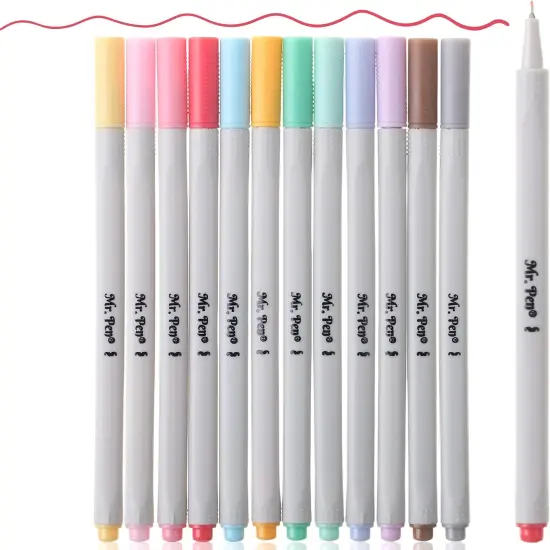 Fineliner Pastel Pens, 12 Pack, Pastel Colors, No Bleed Fine Point Pen, No Smudge Fine Tip Markers, Bible / Journal Pens, Drawing / Note Taking Pen {1}