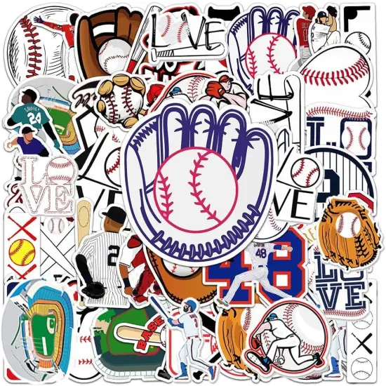Baseball Game Stickers |50 Pcs Baseball Waterproof Vinyl Decals for Water Bottles Laptop Luggage Cup Computer Mobile Phone Skateboard Guitar Helmet Snowboard D&eacute;cor {1}