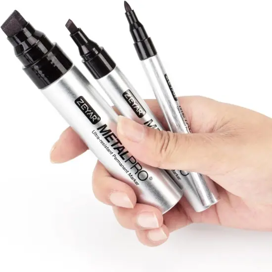 Permanent Marker Pens, Extra Fine Tip(1mm), Waterproof & Smear Proof ink, Aluminum Barrel, Quick Drying- Great on Plastic,Wood,Stone,Metal and Glass for Doodling and Marking (6 Black) {4}