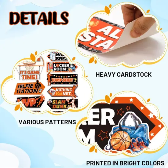 Basketball Party Decorations Sign March Madness Directional Photo Props for Boys Sports Birthday Bulletin Board Decor Supplies 20Pcs {4}