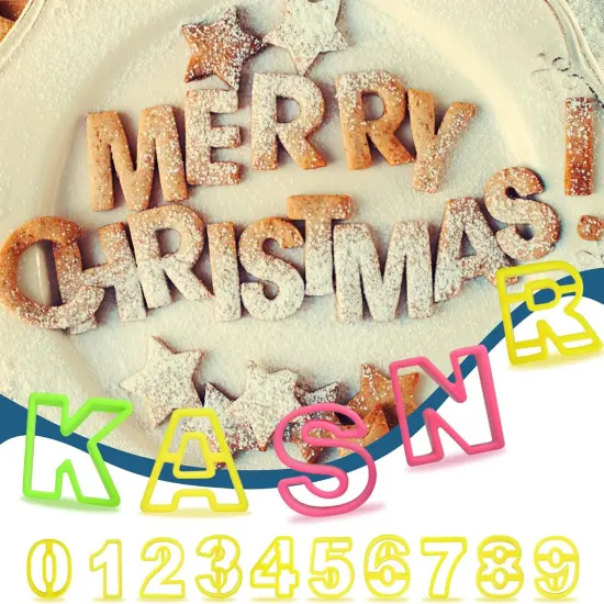 Plastic Mini Cookie Cutter Set Alphabet, Numbers & Cake Shaped Molds 41 Pieces {4}