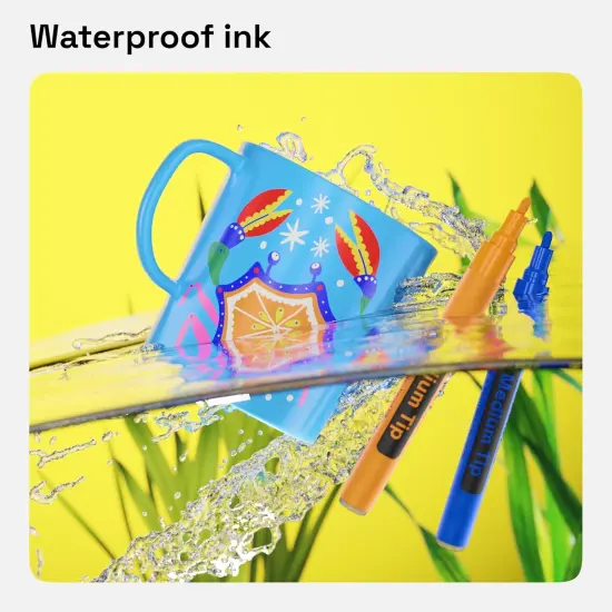 20 Oil-Based Permanent Paint Markers - Assorted Sets of Fine and Medium Tip Markers for Wood, Rock, Fabric, Glass, Ceramic, Metal, Plastic, and More - Quick Dry, Waterproof, Permanent {5}