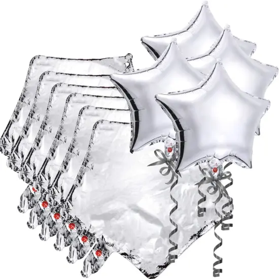 20 Pcs 18 Inch Silver Star Balloons, Aluminum Foil Balloon Mylar Balloon Metallic Balloons for Birthday, Wedding, Baby Shower, Party Decoration, Festive D&eacute;cor {1}