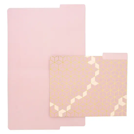 12 Pack Decorative File Folders with Gold Foil Geometrical Accents, 1/3 Cut Tab, for Office, Letter Size (11.5 x 9.5 In) Pink {7}